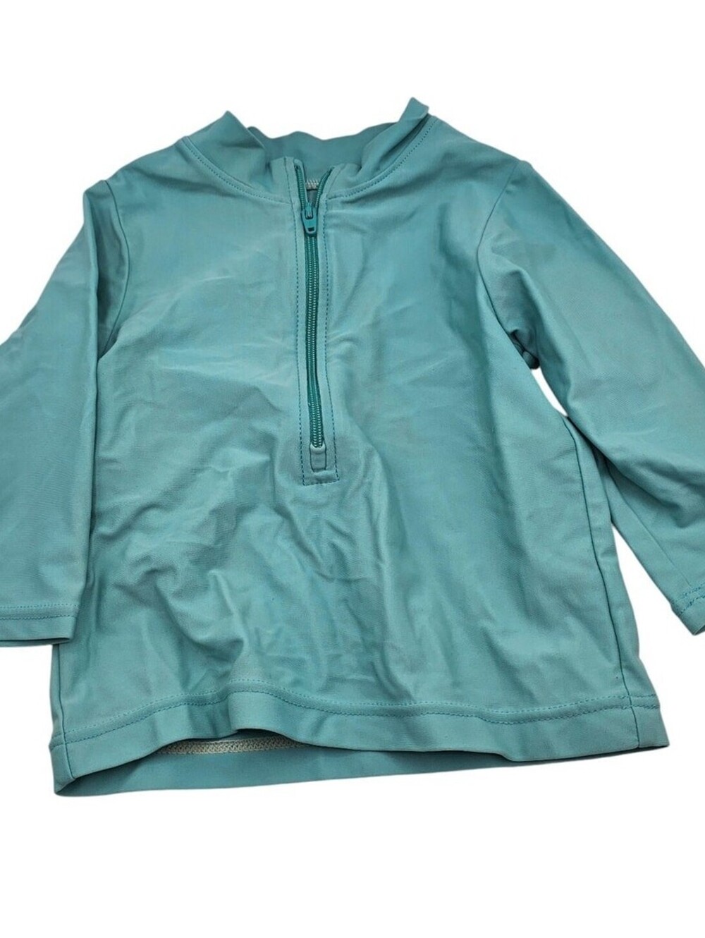 Primary Baby Sz 12-18M Rashguard Swimsuit Top Light Blue 1/2 Zip